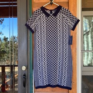 Tommy Hilfiger Sweater Dress New with Tags Size M Blue and White
